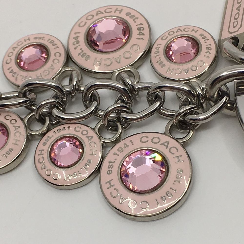 Coach -  Breast Cancer Awareness Pink Dangling Rhinestone Key Fob Keychain - Picture 16 of 16